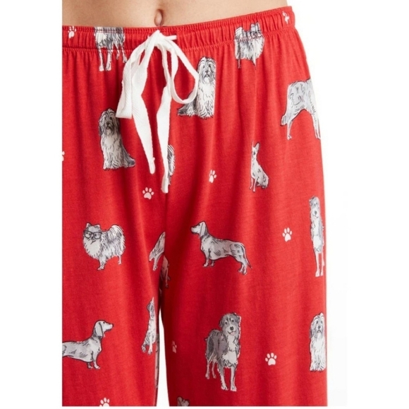 PJ Salvage Women's Pajama Set Women's Medium Red with dogs - Picture 3 of 9